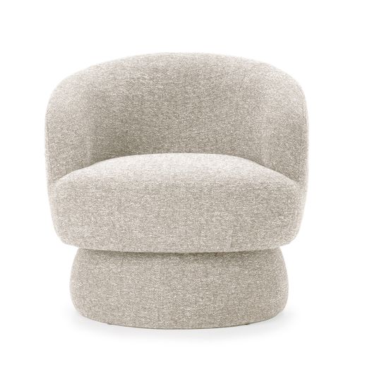 Swivel armchair in beige fabric and metal, 72 x 79 x 67.5 cm | Dali