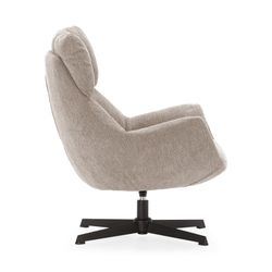 Cream fabric and metal swivel armchair, 73 x 81 x 89 cm | Odette