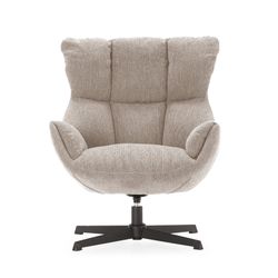 Cream fabric and metal swivel armchair, 73 x 81 x 89 cm | Odette