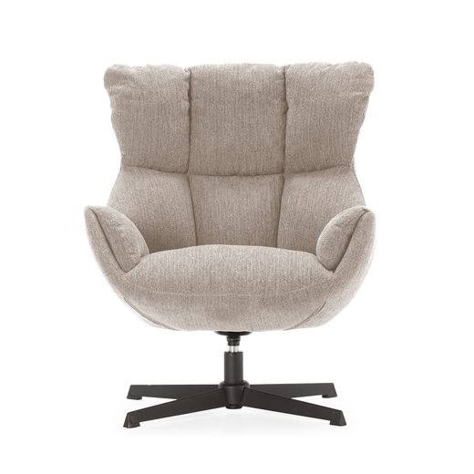 Cream fabric and metal swivel armchair, 73 x 81 x 89 cm | Odette