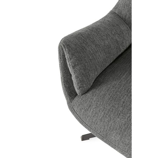 Fotel obrotowy z tkaniny i metalu, szary, 73 x 81 x 89 cm | Odette