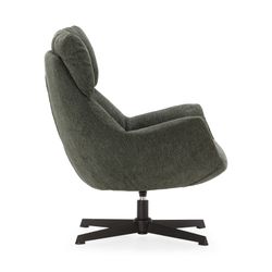 Fauteuil pivotant en tissu et métal, vert, 73 x 81 x 89 cm | Odette
