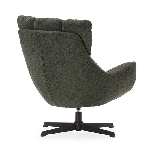 Fauteuil pivotant en tissu et métal, vert, 73 x 81 x 89 cm | Odette