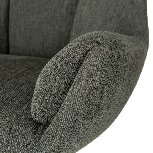 Fauteuil pivotant en tissu et métal, vert, 73 x 81 x 89 cm | Odette