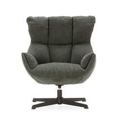 Fauteuil pivotant en tissu et métal, vert, 73 x 81 x 89 cm | Odette