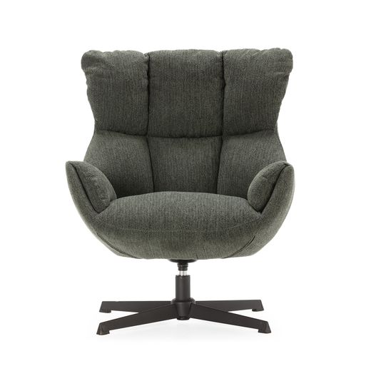 Fauteuil pivotant en tissu et métal, vert, 73 x 81 x 89 cm | Odette