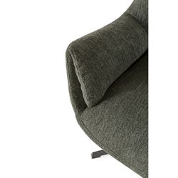 Fauteuil pivotant en tissu et métal, vert, 73 x 81 x 89 cm | Odette