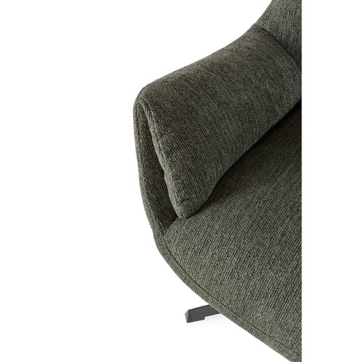 Fauteuil pivotant en tissu et métal, vert, 73 x 81 x 89 cm | Odette