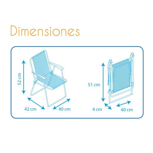 Children's armchair, with safety, folding padded 1 cm and steel frame, 42x40x52 cm