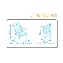 Sailor armchair in textileine and aluminum structure, 58x58x90 cm