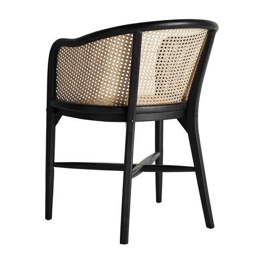 Nuchis berkenhouten fauteuil in zwart/naturel, 54 x 56 x 78 cm