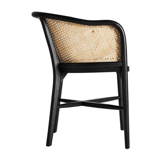 Nuchis berkenhouten fauteuil in zwart/naturel, 54 x 56 x 78 cm