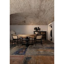 Nuchis berkenhouten fauteuil in zwart/naturel, 54 x 56 x 78 cm