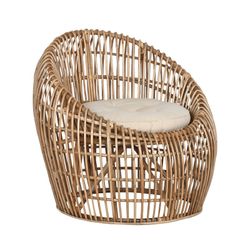 Rattan, bamboo and woven garden armchair in natural and beige, 70 x 70 x 74 cm | Sea Side