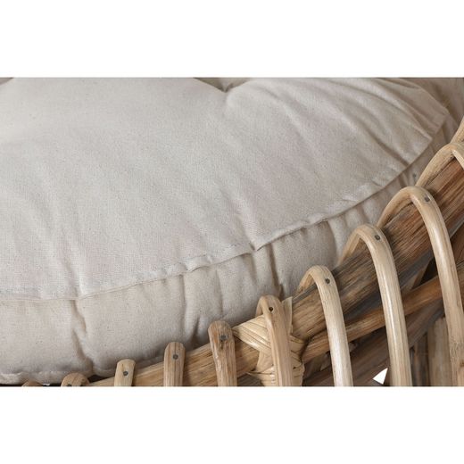 Rattan, bamboo and woven garden armchair in natural and beige, 70 x 70 x 74 cm | Sea Side