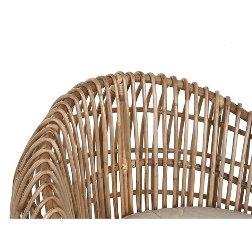 Rattan, bamboo and woven garden armchair in natural and beige, 70 x 70 x 74 cm | Sea Side