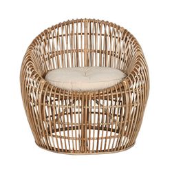 Rattan, bamboo and woven garden armchair in natural and beige, 70 x 70 x 74 cm | Sea Side