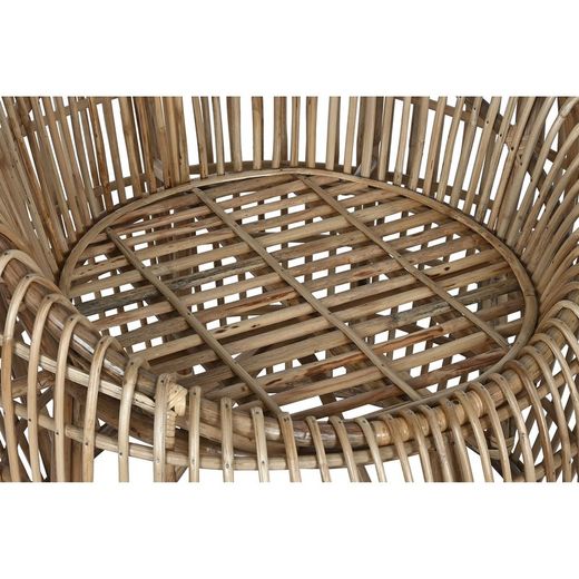 Rattan, bamboo and woven garden armchair in natural and beige, 70 x 70 x 74 cm | Sea Side