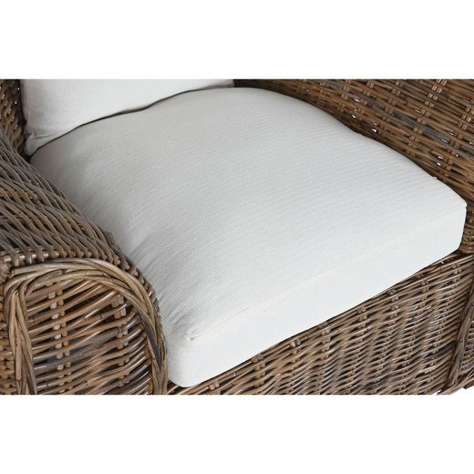 Poltrona da giardino in rattan e intrecciato, naturale e beige, 100 x 78 x 68 cm | Fibra per esterni