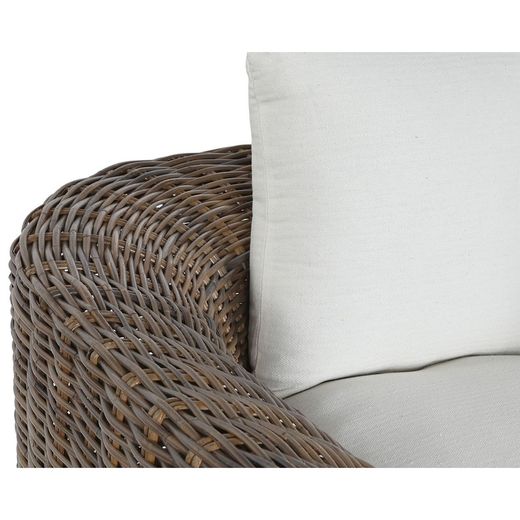 Poltrona da giardino in rattan e intrecciato, naturale e beige, 100 x 78 x 68 cm | Fibra per esterni