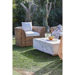 Poltrona da giardino in rattan e intrecciato, naturale e beige, 100 x 78 x 68 cm | Fibra per esterni