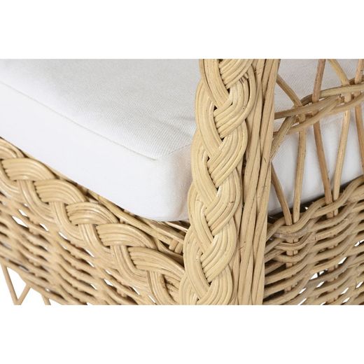 Tuinfauteuil van rotan en geweven in naturel en beige, 56 x 63 x 86 cm | Zeezijde