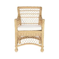 Tuinfauteuil van rotan en geweven in naturel en beige, 56 x 63 x 86 cm | Zeezijde