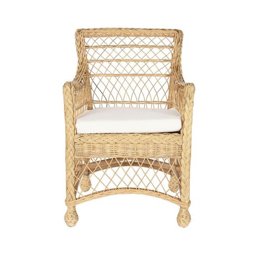Tuinfauteuil van rotan en geweven in naturel en beige, 56 x 63 x 86 cm | Zeezijde