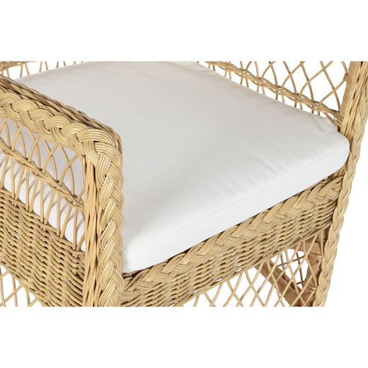 Tuinfauteuil van rotan en geweven in naturel en beige, 56 x 63 x 86 cm | Zeezijde