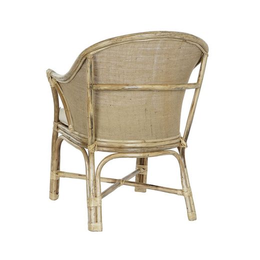 Rotan en geweven tuinfauteuil in naturel en beige, 63 x 66 x 88 cm | Zeezijde