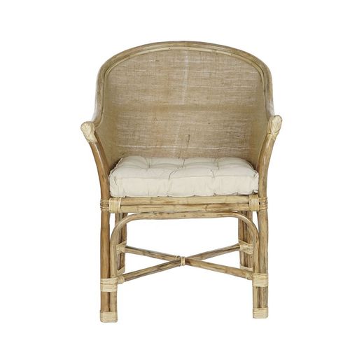 Rotan en geweven tuinfauteuil in naturel en beige, 63 x 66 x 88 cm | Zeezijde