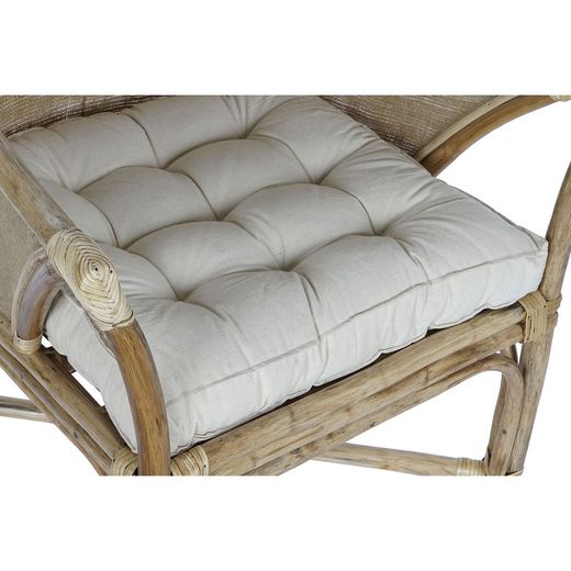 Rotan en geweven tuinfauteuil in naturel en beige, 63 x 66 x 88 cm | Zeezijde
