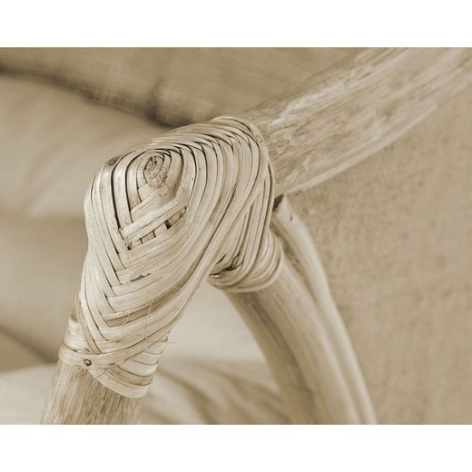 Rotan en geweven tuinfauteuil in naturel en beige, 63 x 66 x 88 cm | Zeezijde