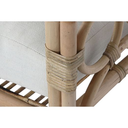 Rattan and fabric garden armchair in natural and beige, 72 x 72 x 76 cm | Fiber Outdoor