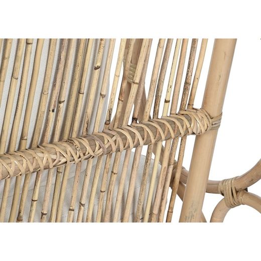 Rattan and fabric garden armchair in natural and beige, 72 x 72 x 76 cm | Fiber Outdoor