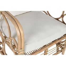 Rattan and fabric garden armchair in natural and beige, 72 x 72 x 76 cm | Fiber Outdoor