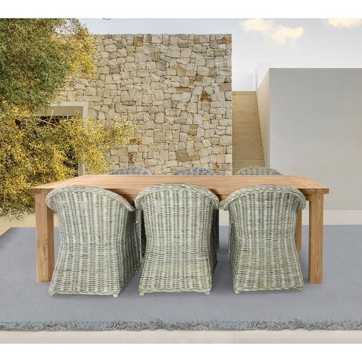 Conjunto de jantar para terraço em branco e natural | Arlington + Hermon