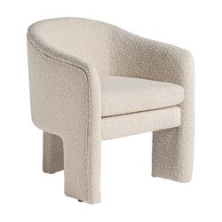 Prati Bouclé armchair in bouclé cotton in white, 69 x 64 x 76 cm