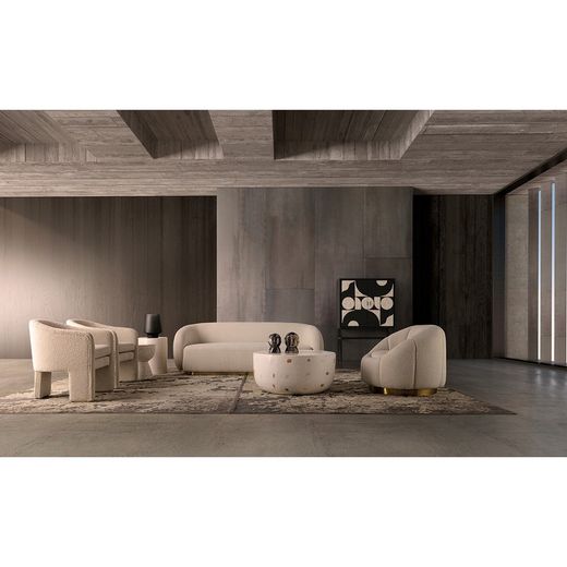 Prati Bouclé armchair in bouclé cotton in white, 69 x 64 x 76 cm