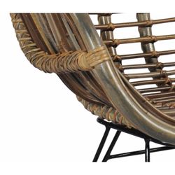 Rindu Armchair in Gray Rattan and Black Metal, 62x55x86 cm