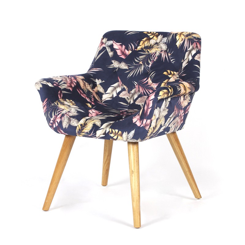 supermarkt Array Identificeren Saoul Velvet fauteuil met bloemenprint, 68x60x74 cm — Qechic