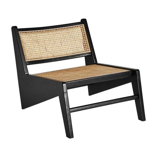 Sillón Seon de madera de olmo en negro/natural, 62 x 80 x 57 cm