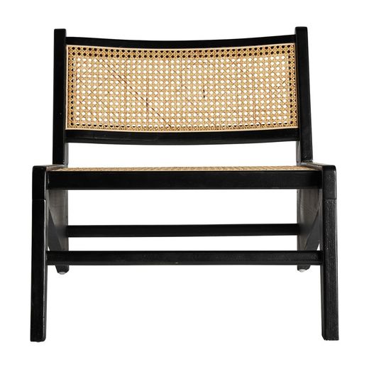 Seon fåtölj i almträ i svart/natur, 62 x 80 x 57 cm