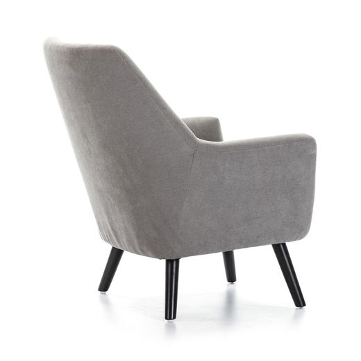 Grijs gestoffeerde fauteuil, zwart metalen poten 90x79x75