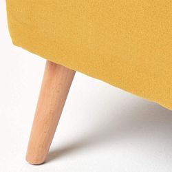 Sillón amarillo mostaza tapizado y de pino (72 x 76 x 77 cm) | Serie Dilvan