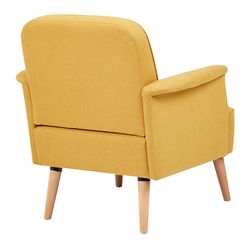 Sillón amarillo mostaza tapizado y de pino (72 x 76 x 77 cm) | Serie Dilvan