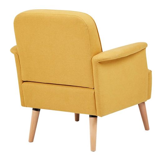 Sillón amarillo mostaza tapizado y de pino (72 x 76 x 77 cm) | Serie Dilvan
