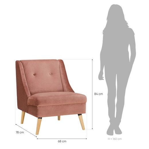 Upholstered pink armchair (68 x 78 x 84 cm) | Rogar Series
