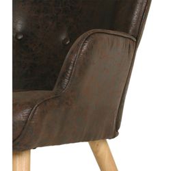 Telma fauteuil in bruine versleten stof, 66x74x93 cm