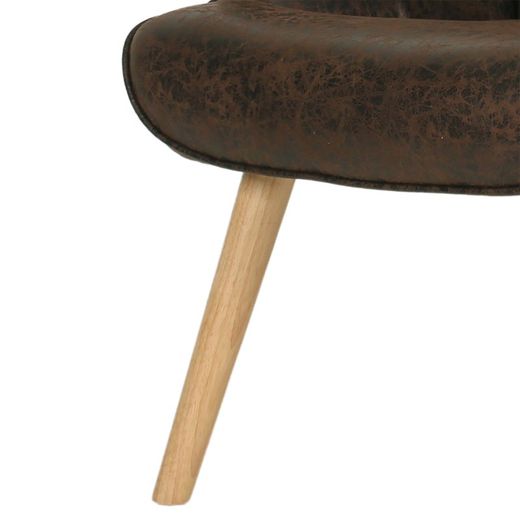 Telma fauteuil in bruine versleten stof, 66x74x93 cm